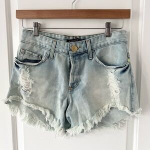 Dicollani Brazilian Light Wash distressed Fringe Denim Shorts